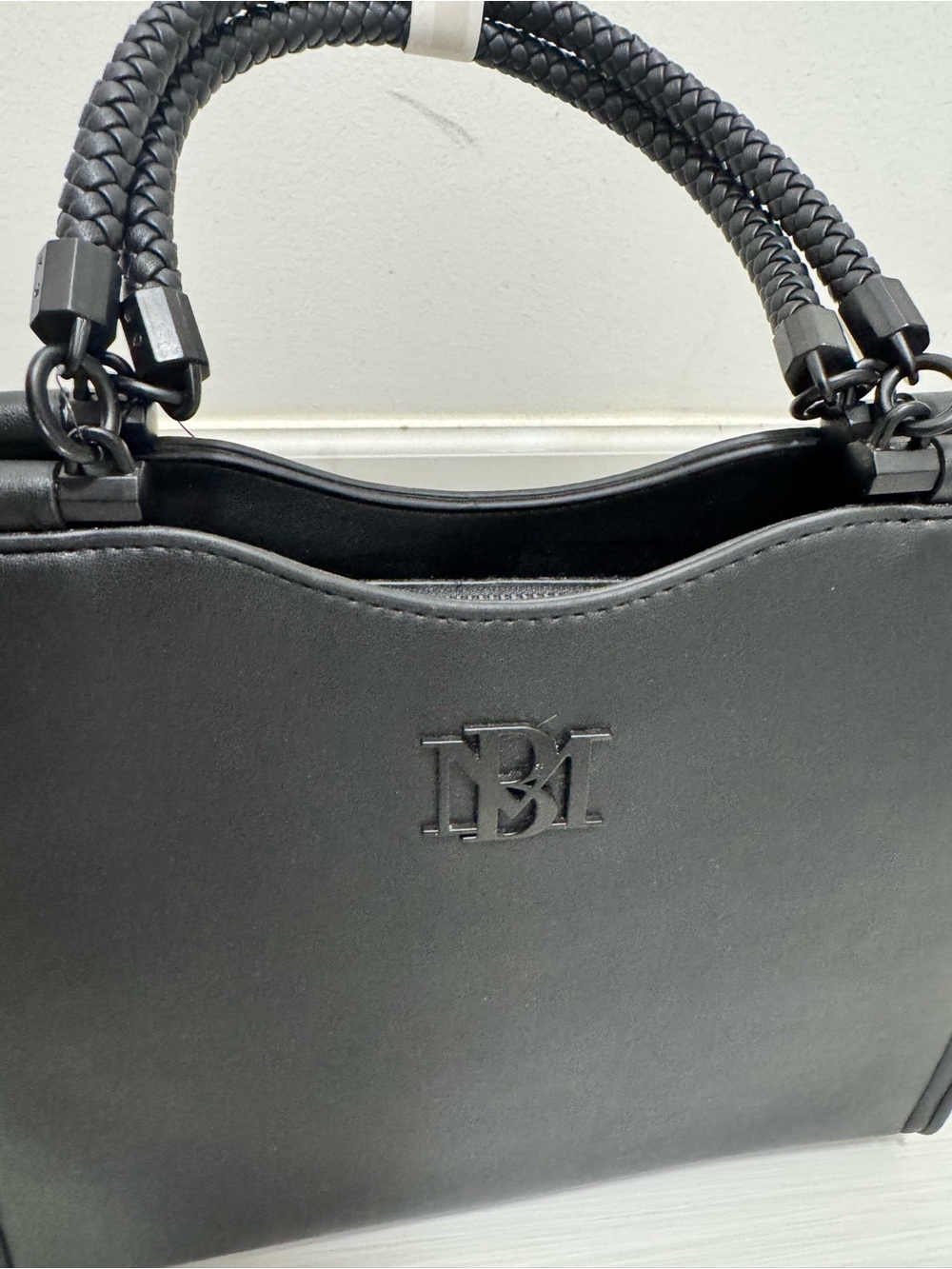 Badgley Mischka Black Vegan Leather Top-Handle Tote